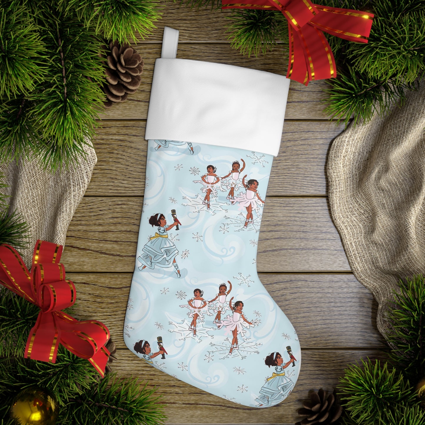 African-American Winter Wonderland Christmas Stocking