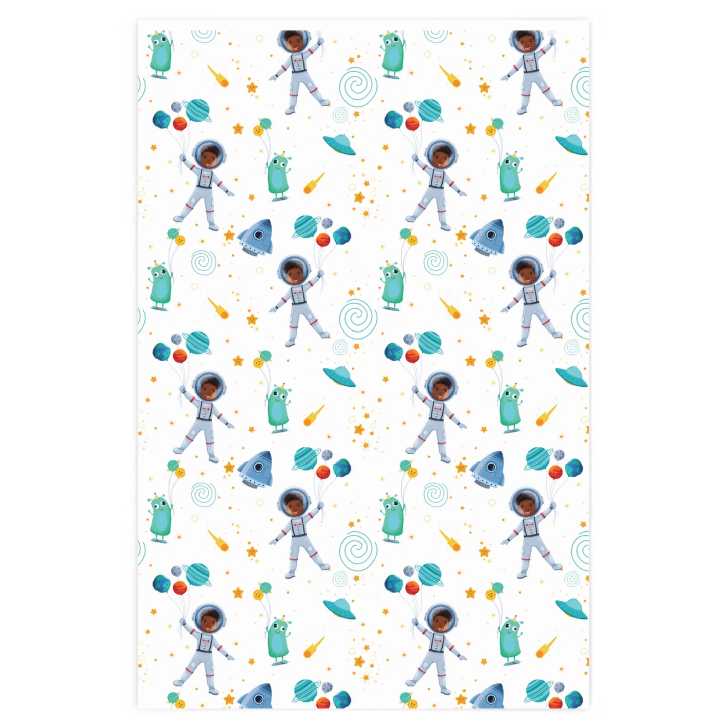 Space Boy Gift Wrapping Paper | White