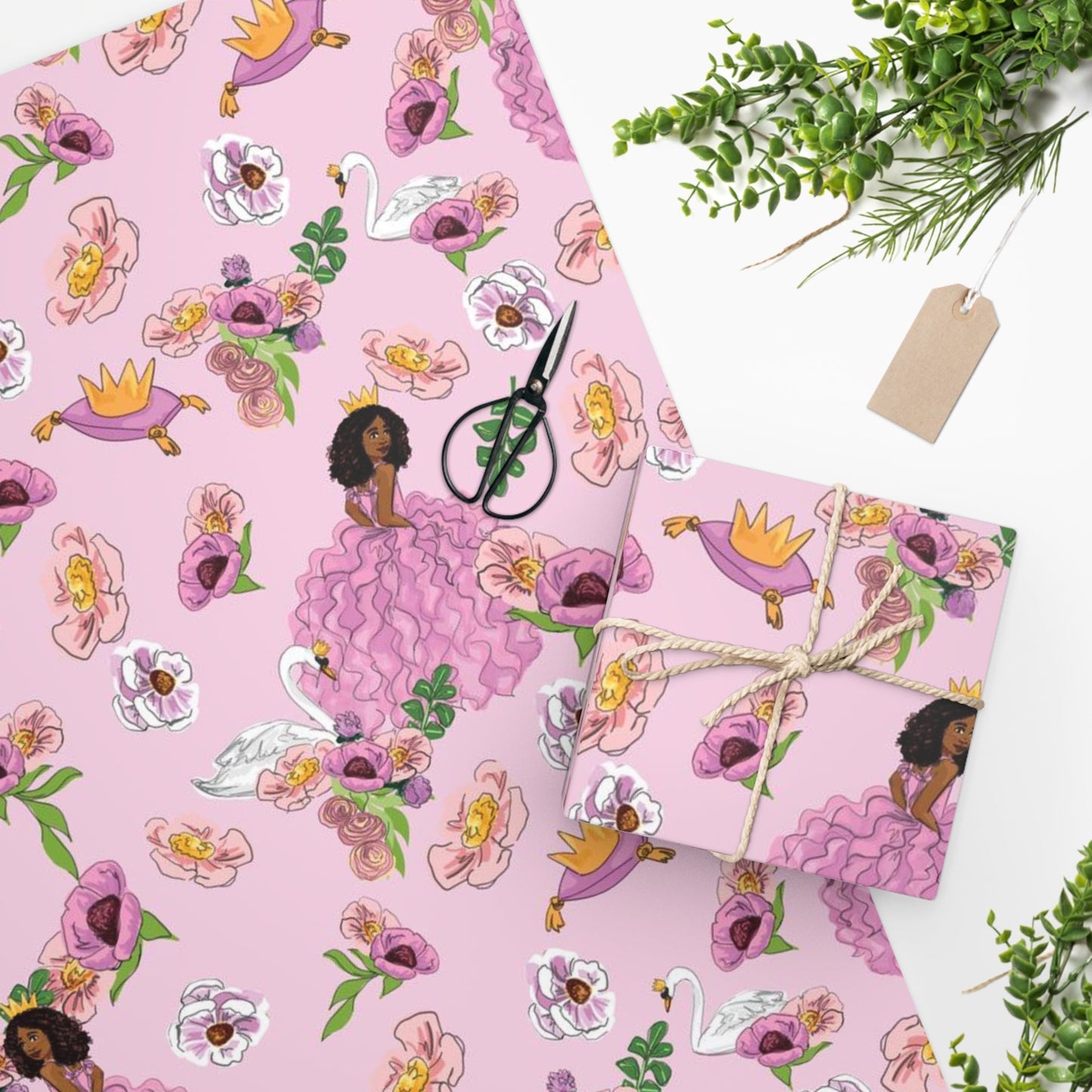 Swan Princess Gift Wrapping Paper | Pink