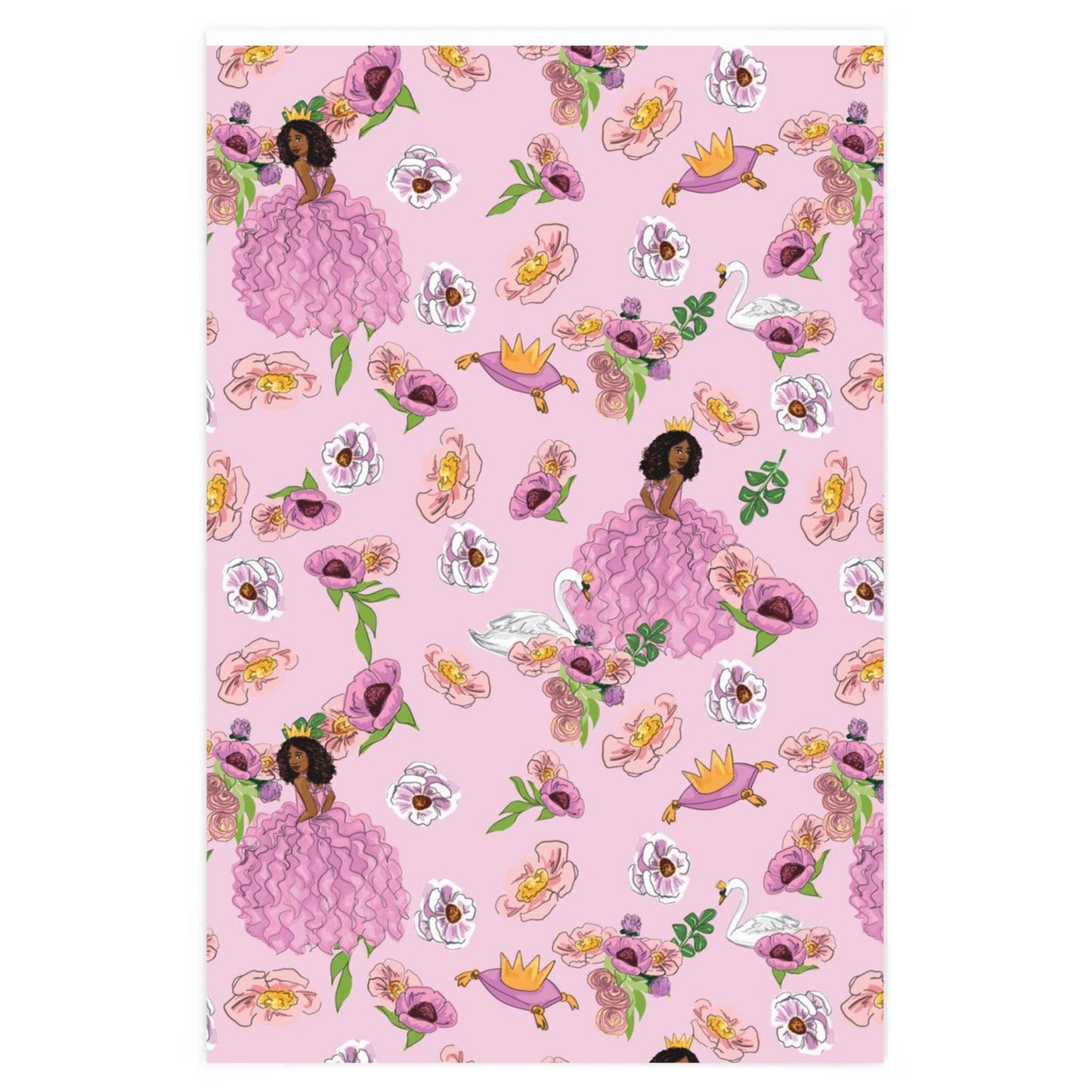 SWAN PRINCESS WRAPPING PAPER | PINK BACKGROUND