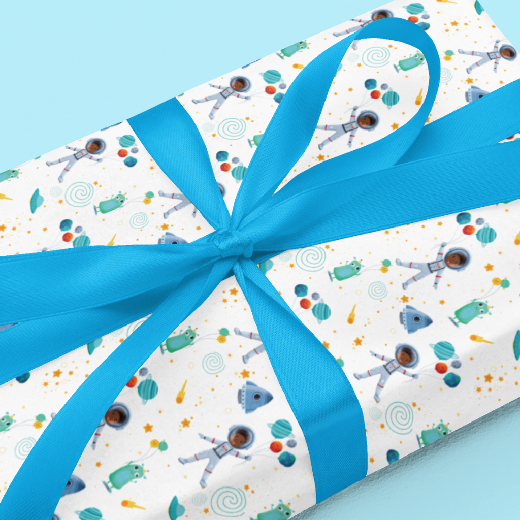 Space Boy Gift Wrapping Paper | White
