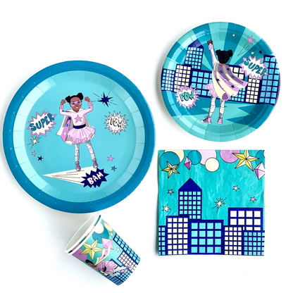 Supergirl Large Paper Plates | Mint Green