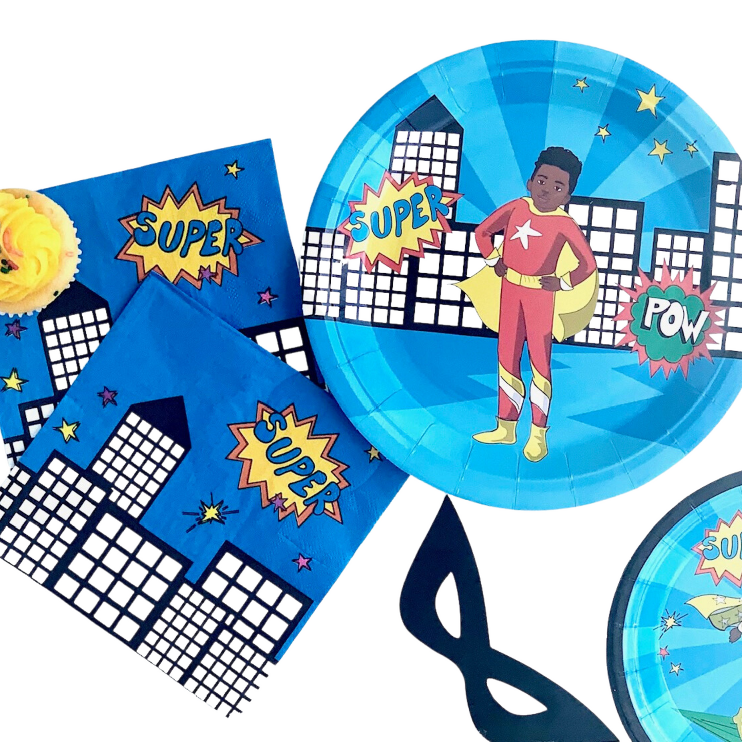 African American Superboy Paper Plates (Large) | Red Suit