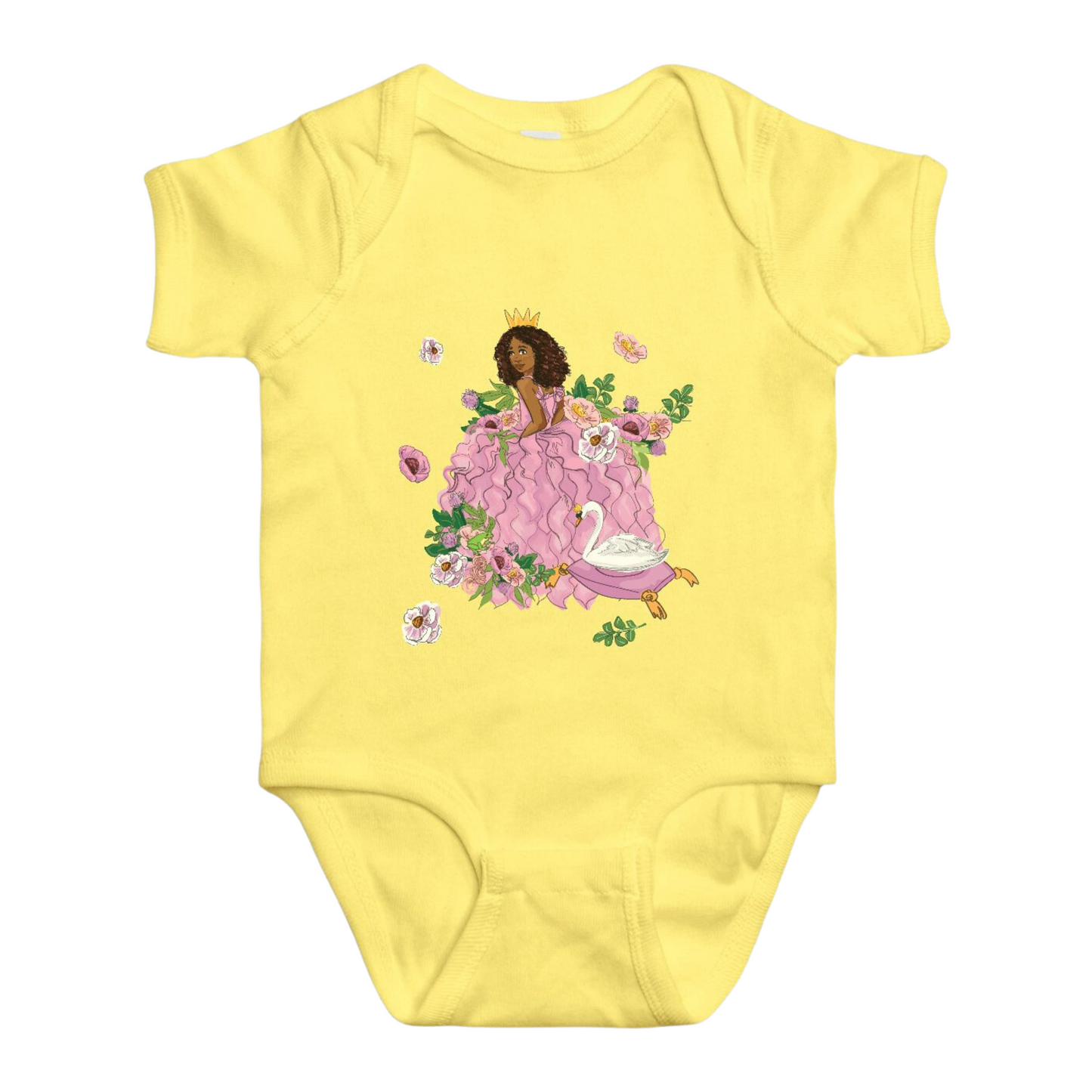 Swan Princess Baby Onesies in Yellow