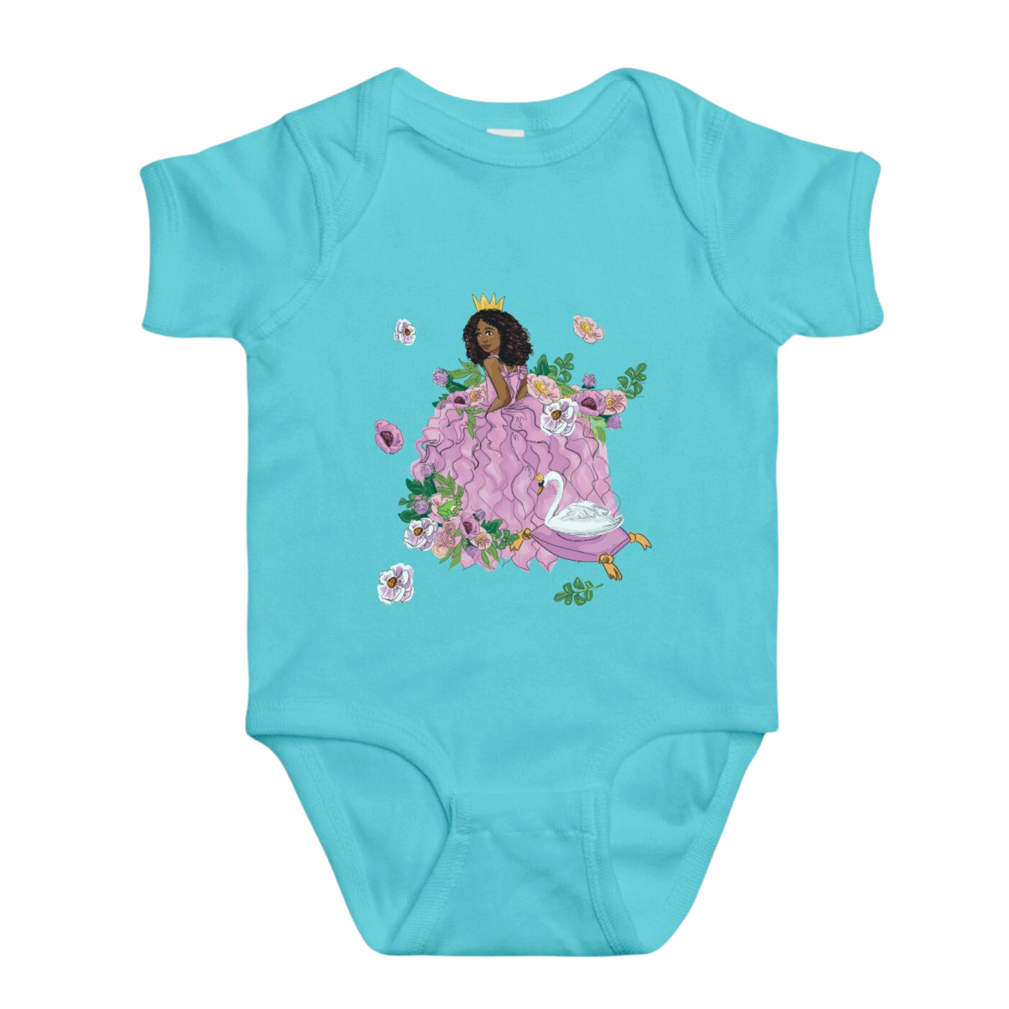 Swan Princess Baby Onesies in Turquoise