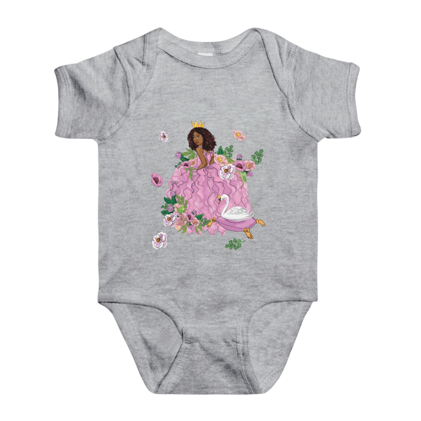 Swan Princess Baby Onesies in Grey