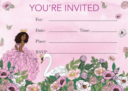 Swan Princess Party Invitations Set
