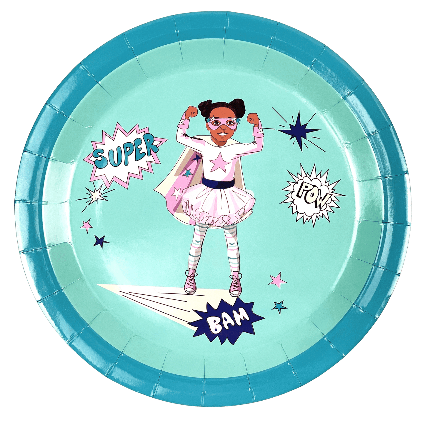 Black Supergirl Paper Plates (Large) | Mint Green