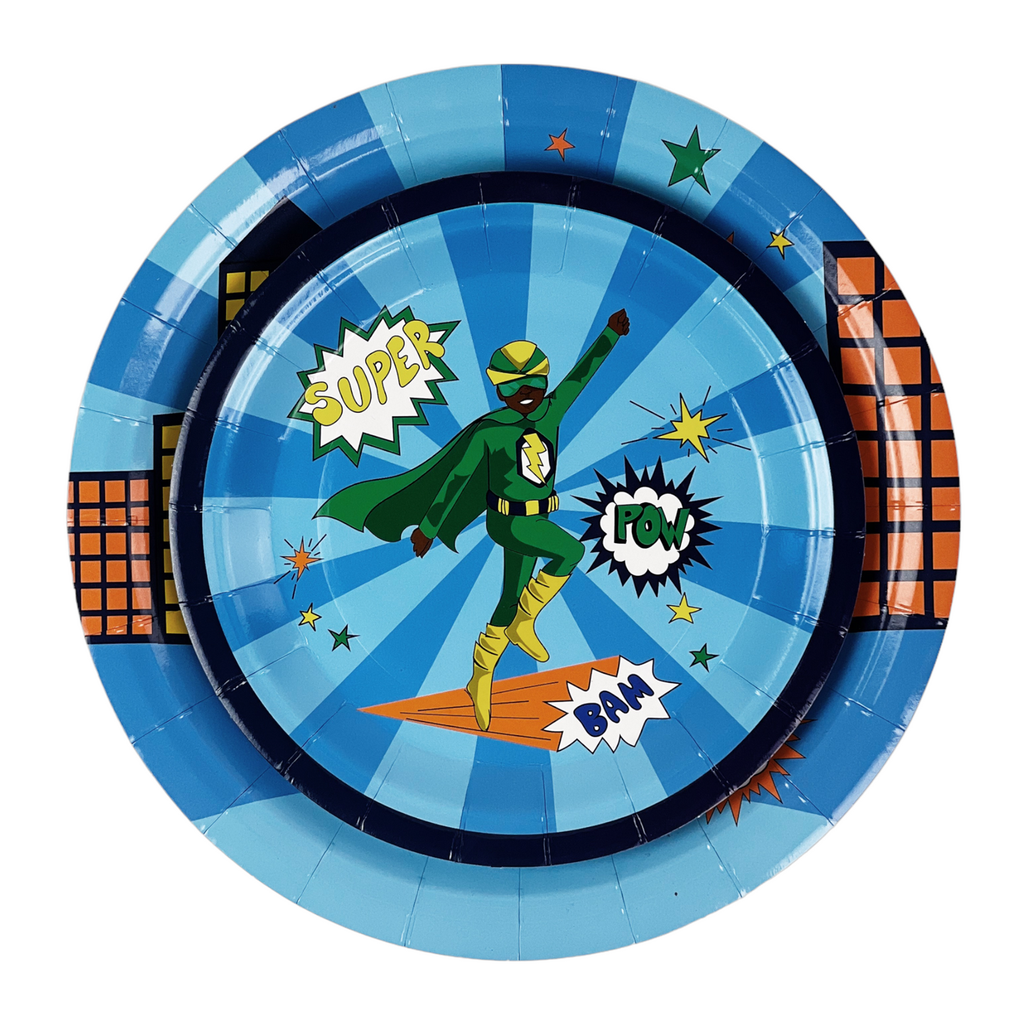 Black Superhero Paper Plates