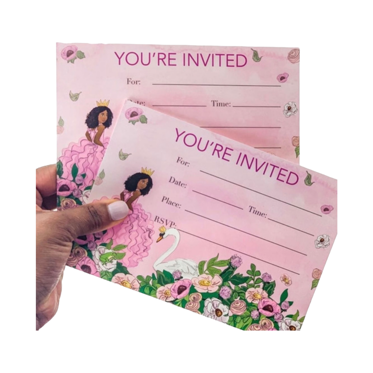 Black Princess Party Invitations Set