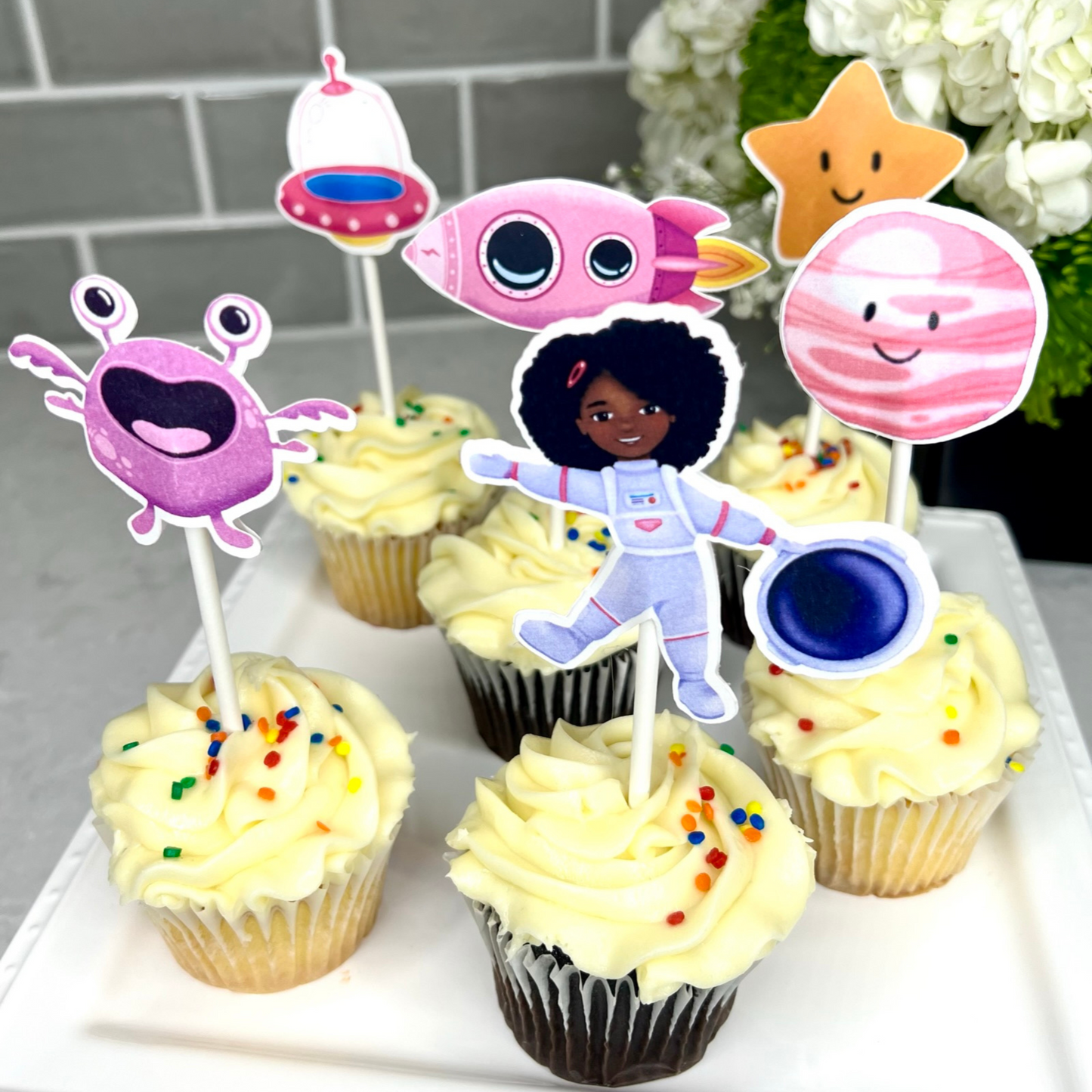 Girl Astronaut Cupcake Toppers