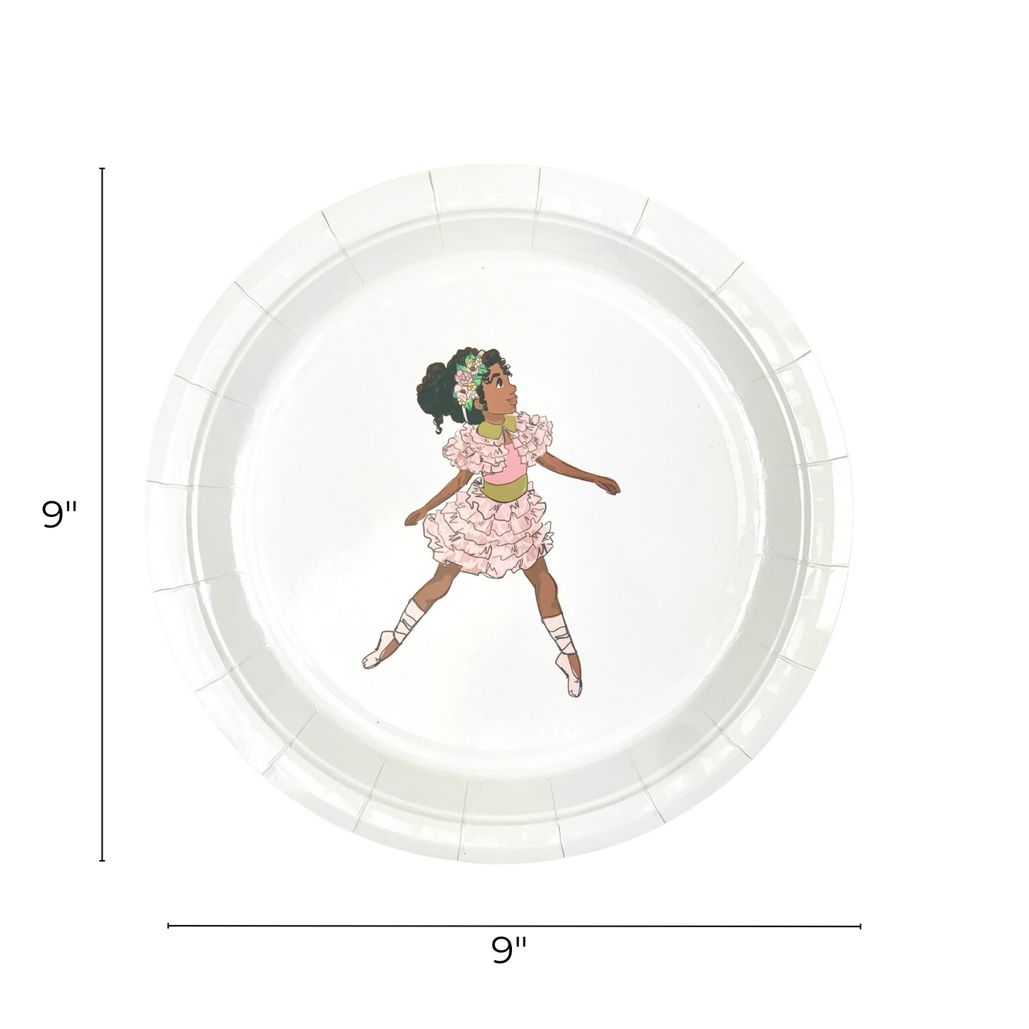 Large Ballerina Paper Plates with Black Ballerina