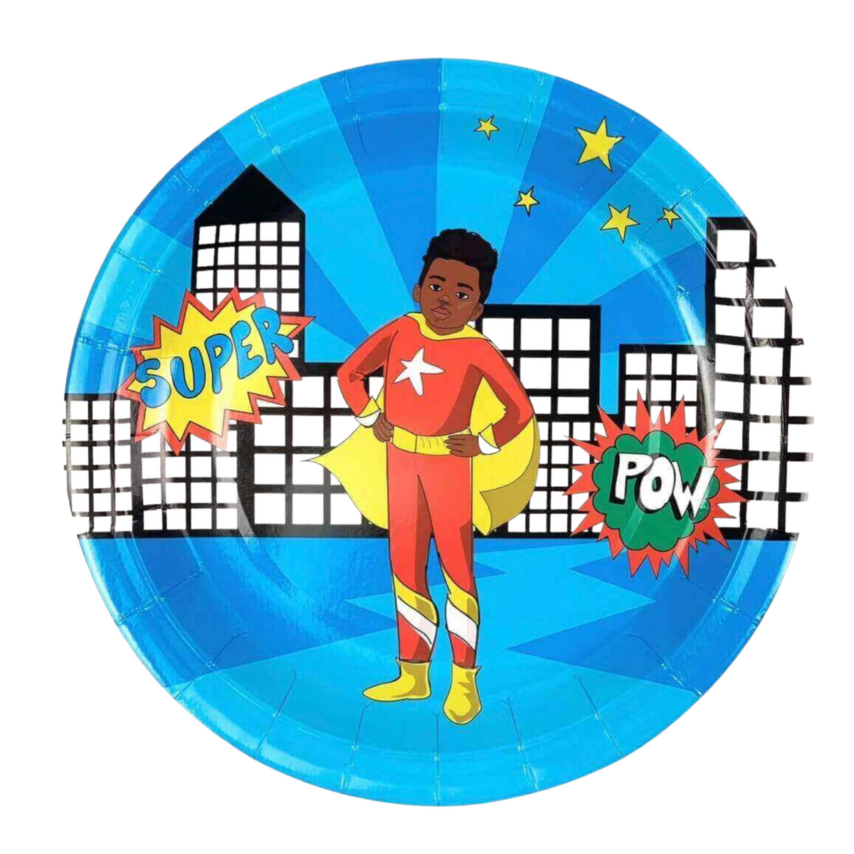 Superhero Paper Plates | Red Suit (Large) — included in the Boy Superhero Red Suit party set