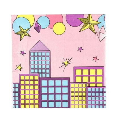 Girl Superhero Paper Napkins | Pink — included in the Girl Superhero Pink party set