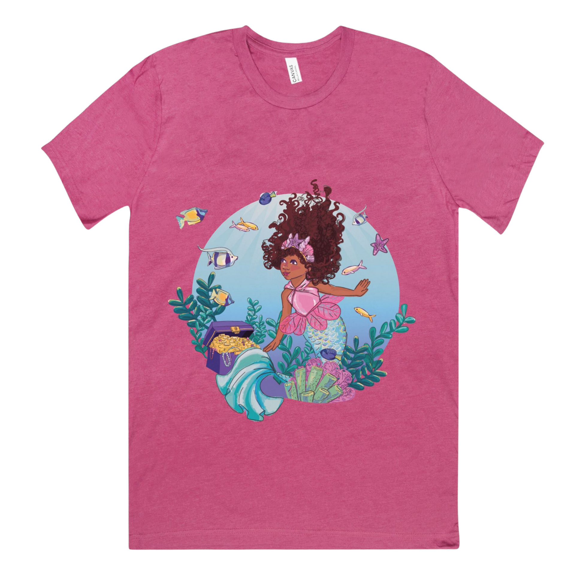 Adult Mermaid Short Sleeve Shirt (Magenta)