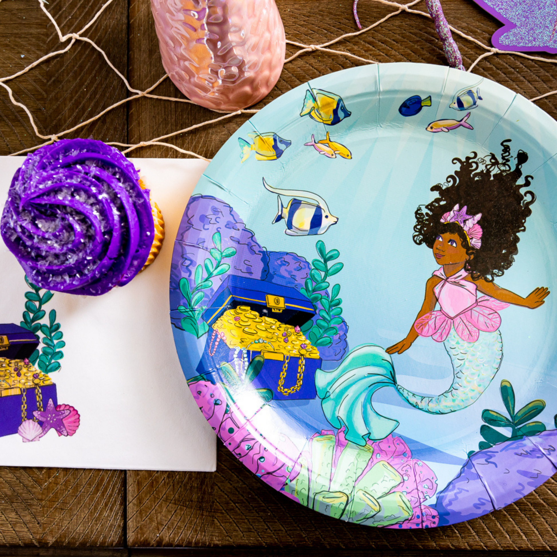 Black Mermaid Paper Plates (Large)