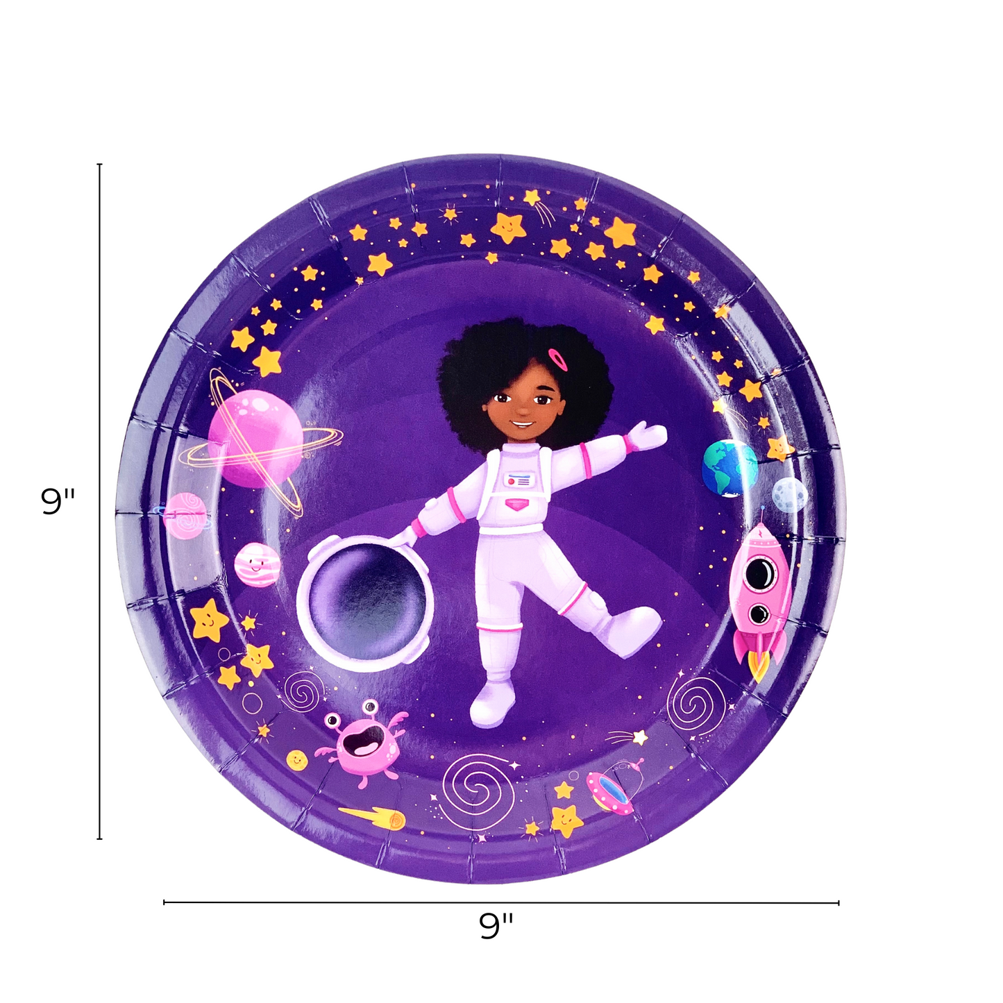 Girl Astronaut Paper Plates (Large) | Purple