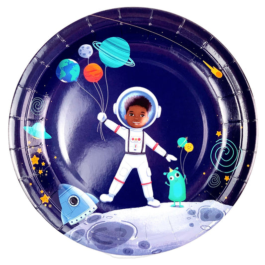 Astronaut Paper Plates (Large) | Blue — included in the Boy Astronaut party set