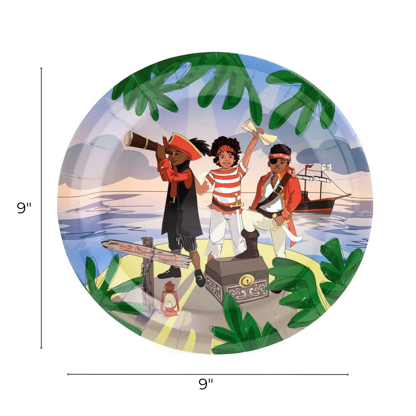 African American Boy Pirates themed paper plates