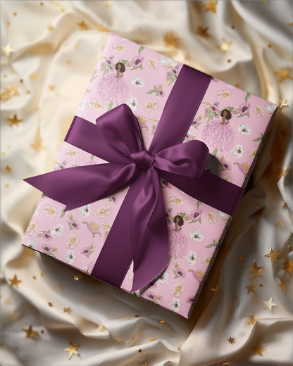 SWAN PRINCESS WRAPPING PAPER | PINK BACKGROUND