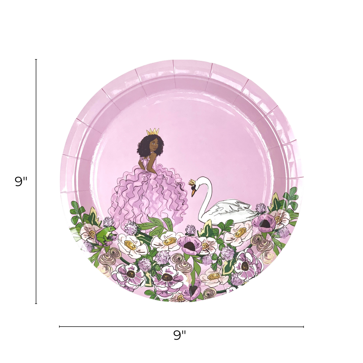 African American Swan Princess Paper Plates (Large)