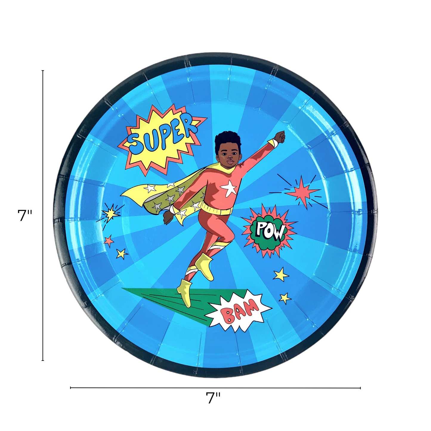 Black Superhero Paper Plates 