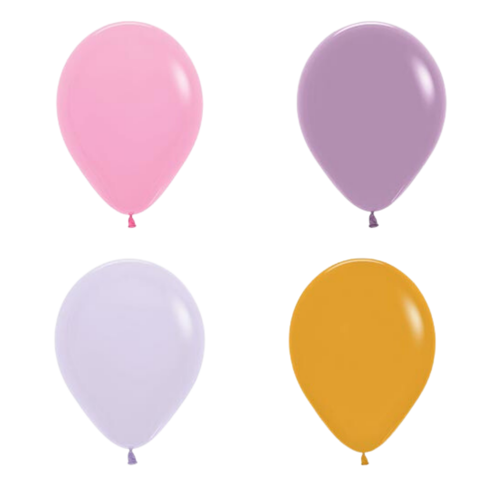 Latex Party Balloons | Lavender, Lilac, Pink, Mustard (12 Pack)