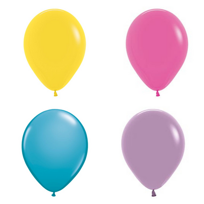 Latex Party Balloons | Yellow, Lavender, Teal, Fuchsia (12 Pack)
