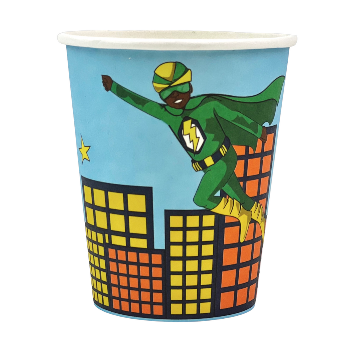 Superhero Paper Cups | Green Suit — included in the Boy Superhero Green Suit party set