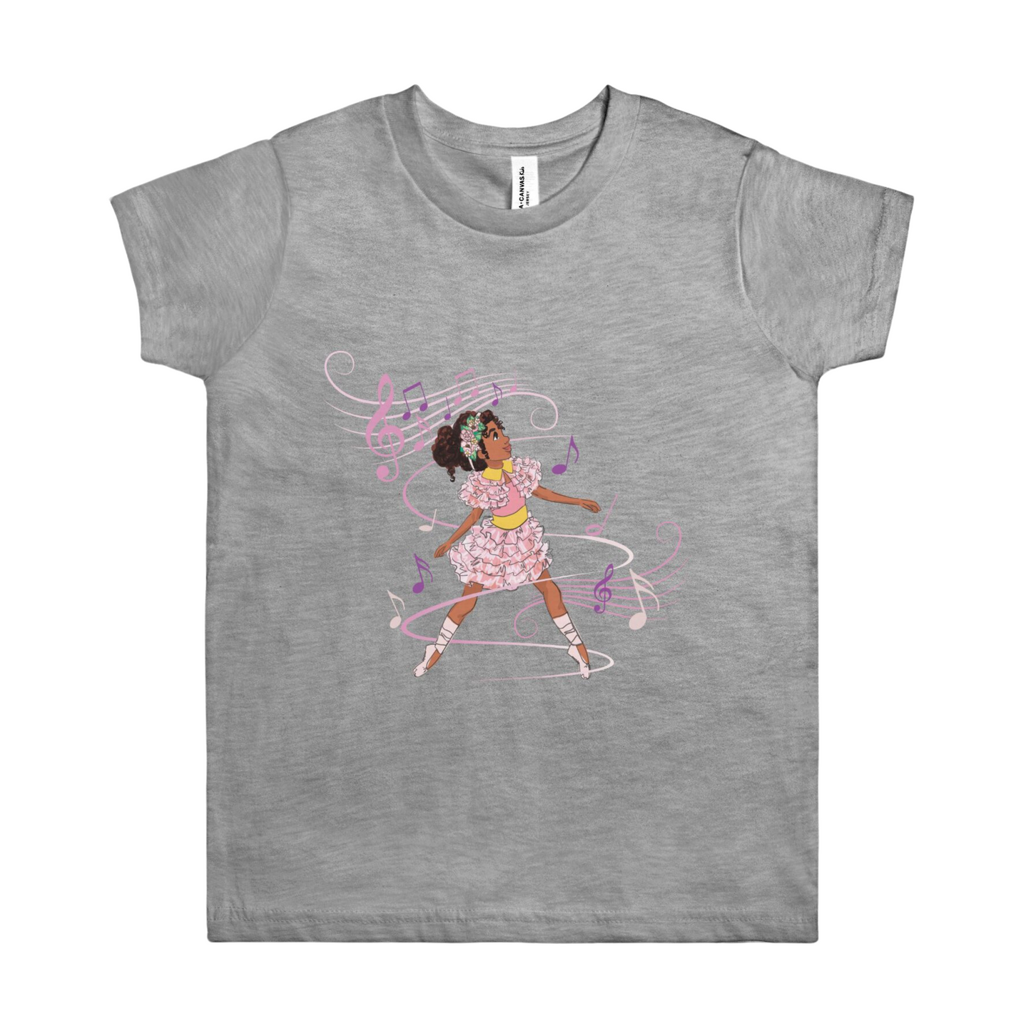 Kids Black Ballerina T-Shirt (S-XL)