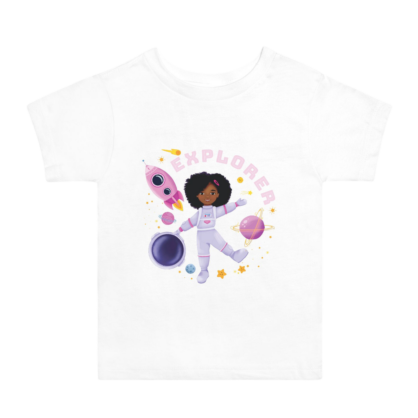 Toddler Space T-Shirt Black Girl Astronaut | (2T-5T)