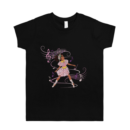 Kids Black Ballerina T-Shirt (S-XL)