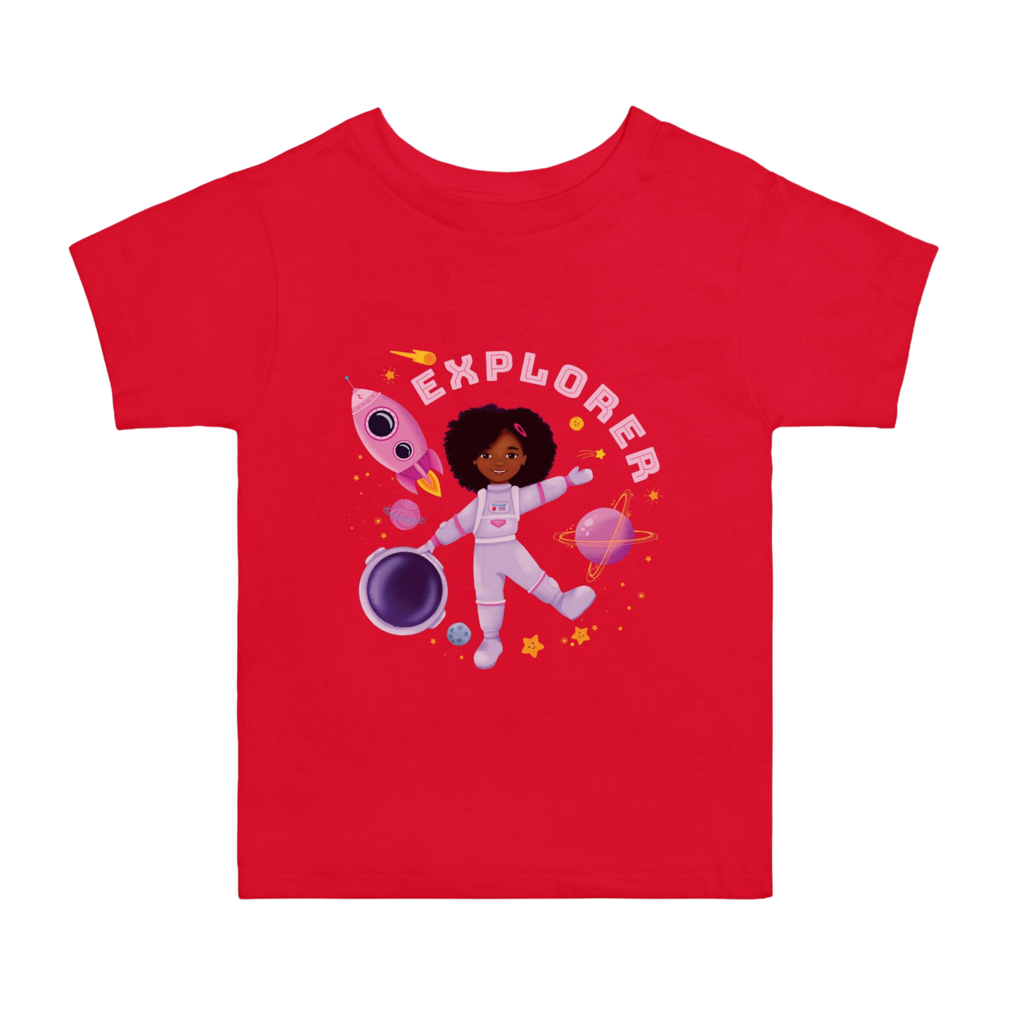 Toddler Space T-Shirt Black Girl Astronaut | (2T-5T)