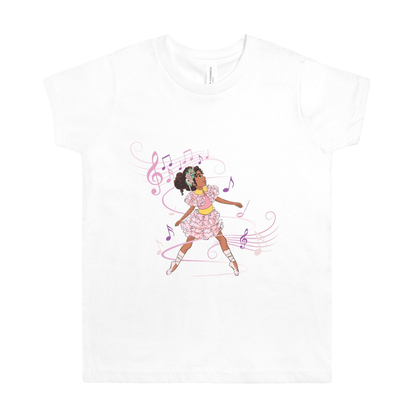 Kids Black Ballerina T-Shirt (S-XL)