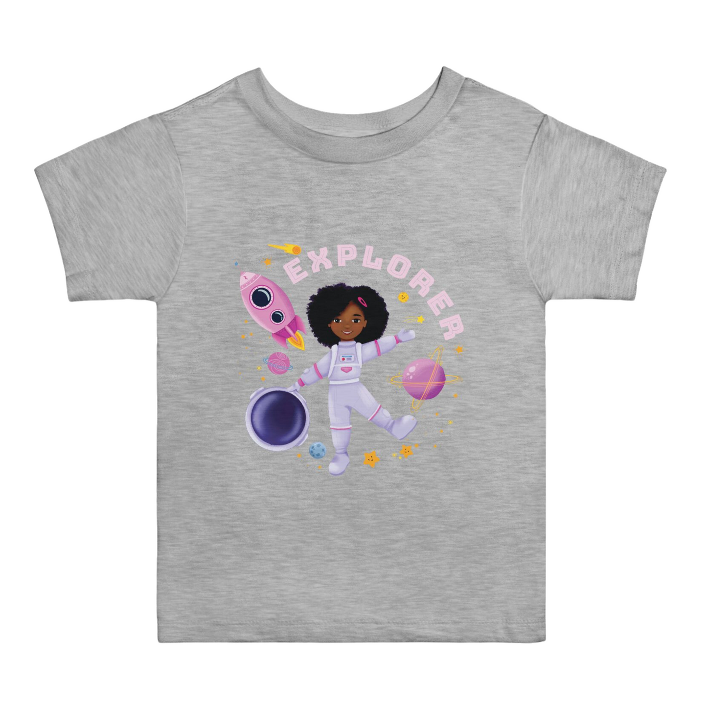 Toddler Space T-Shirt Black Girl Astronaut | (2T-5T)