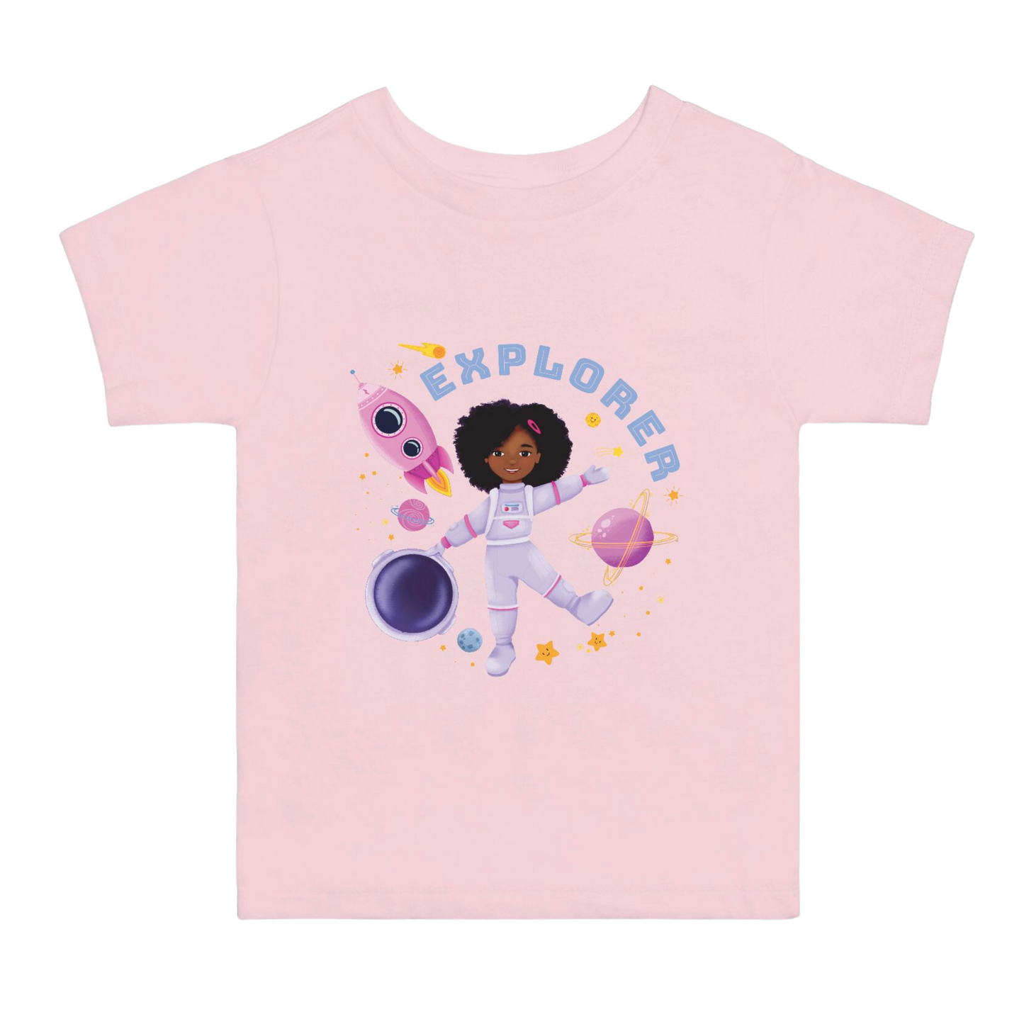 Toddler Space T-Shirt Black Girl Astronaut | (2T-5T)