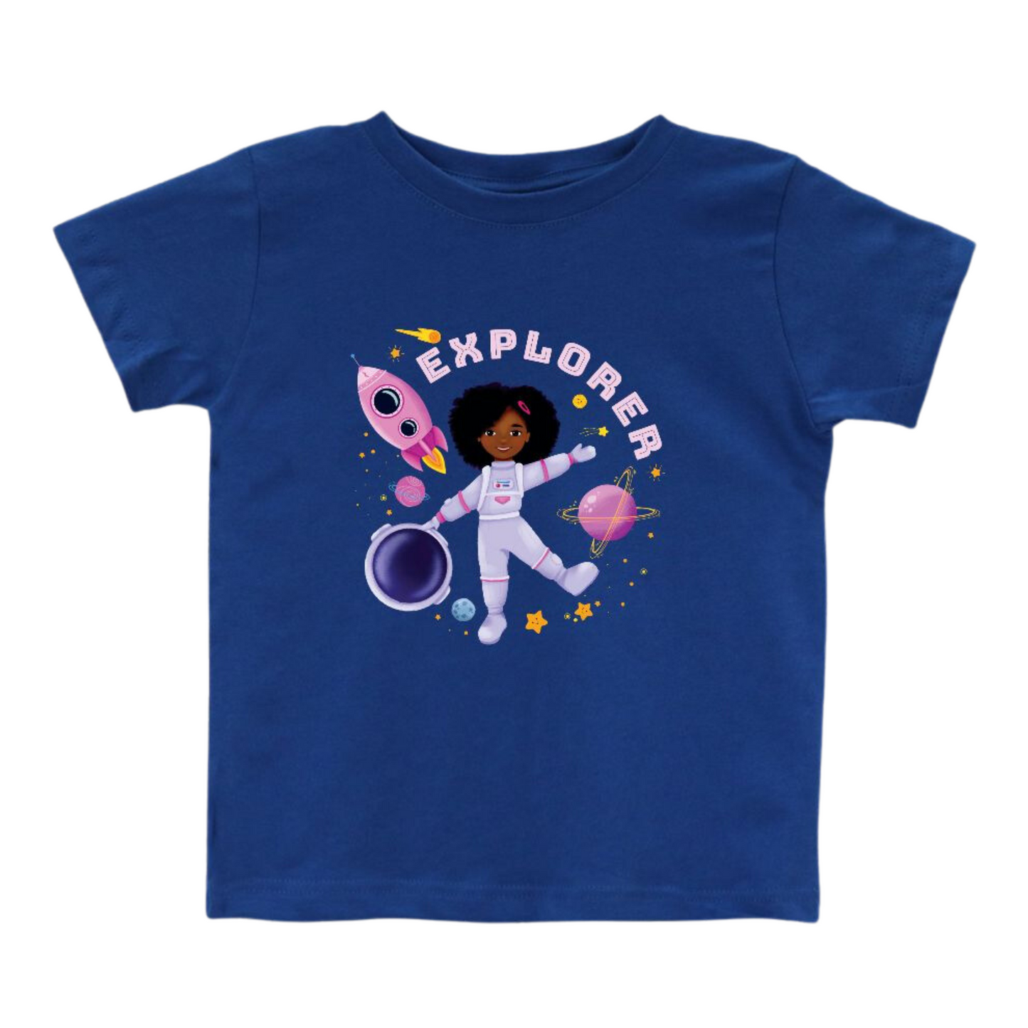Toddler Space T-Shirt Black Girl Astronaut | (2T-5T)