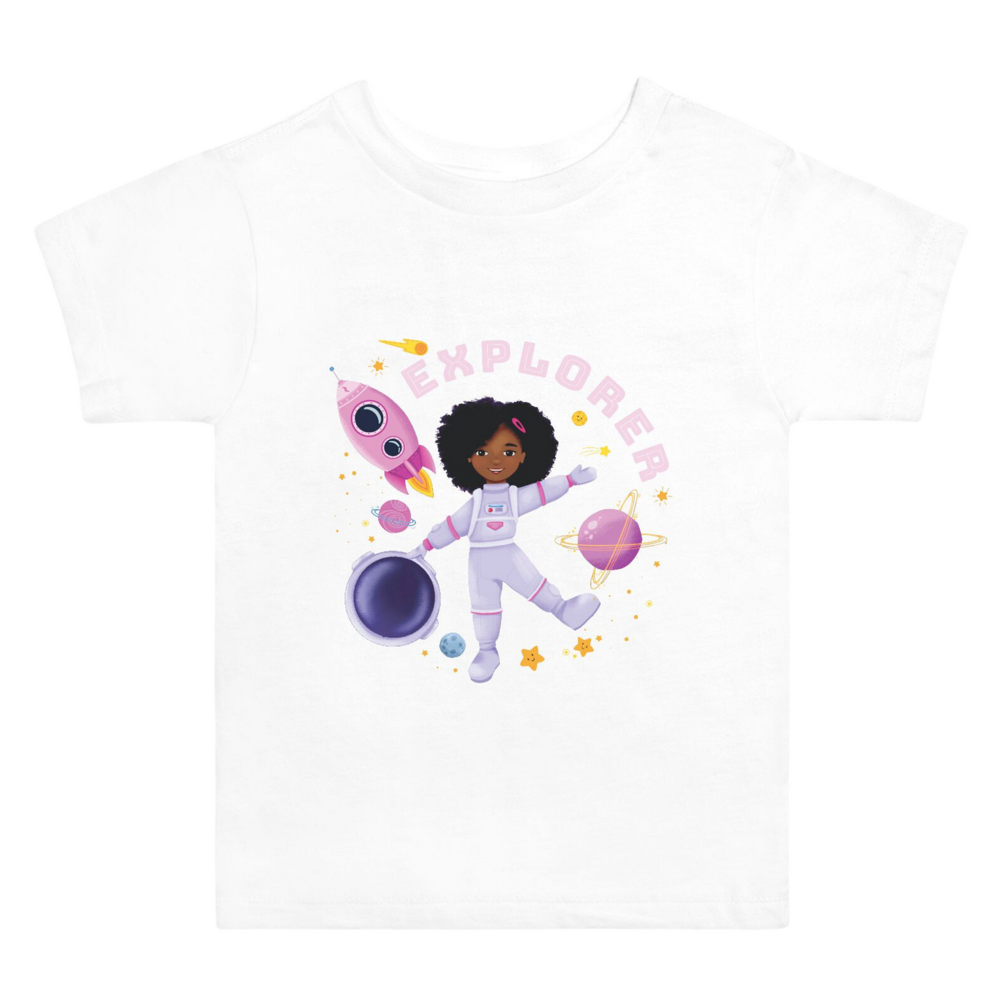 Toddler Space T-Shirt Black Girl Astronaut | (2T-5T)