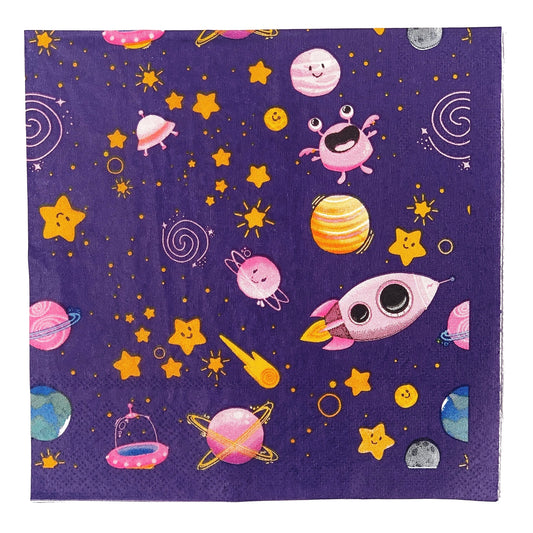 Purple Outerspace Themed Paper Napkins