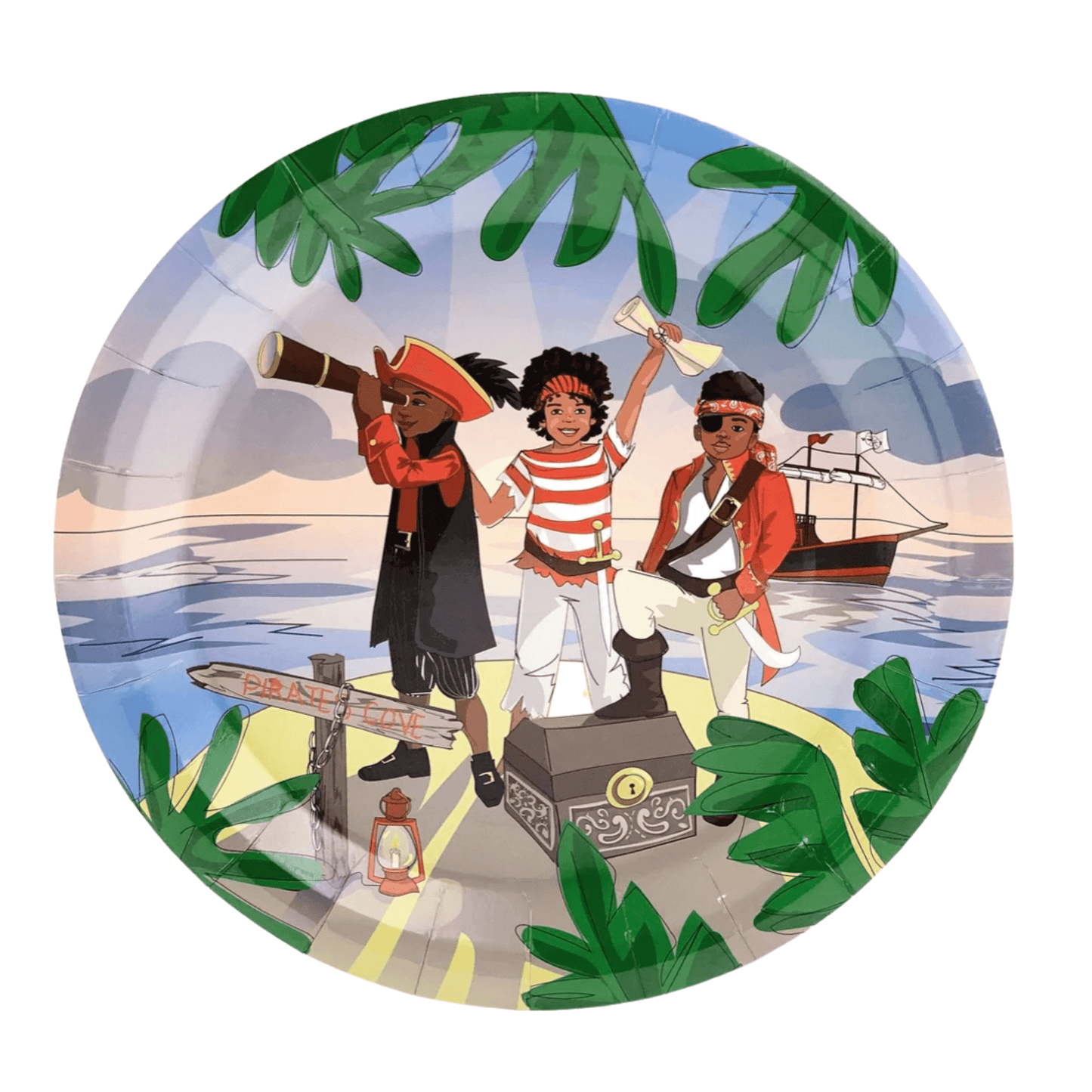 African American Boy Pirates themed paper plates