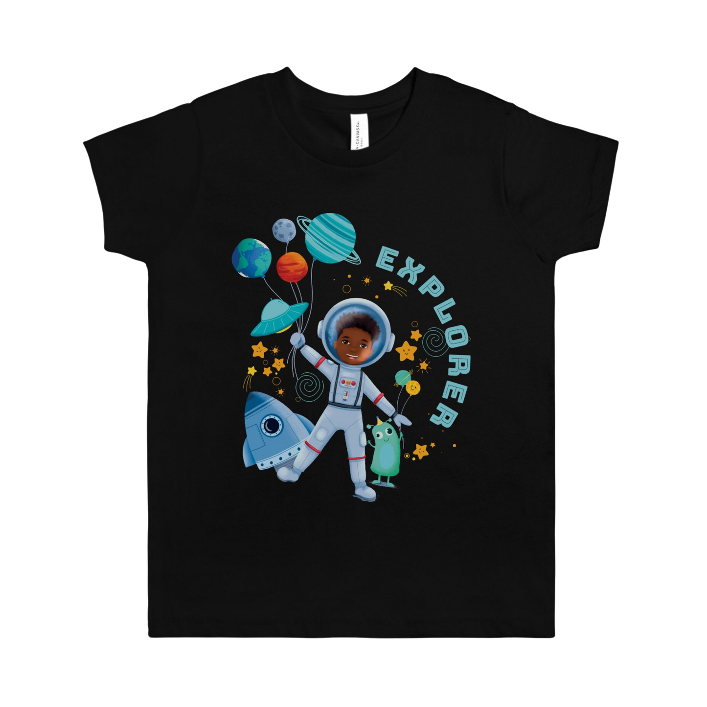 Kids Space Black Astronaut Boy Shirt (S-XL)