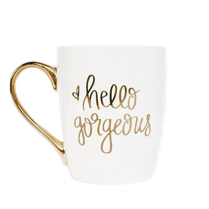 Hello Gorgeous Coffee Mug (White & Gold)