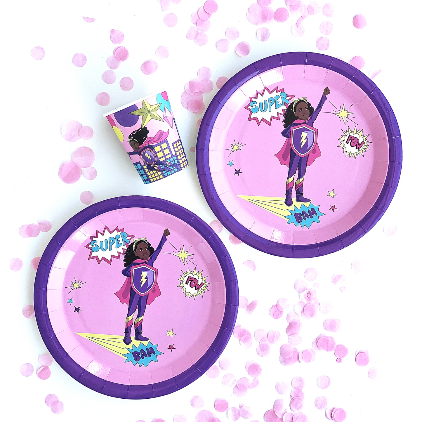 Girl Superhero Paper Cups | Pink