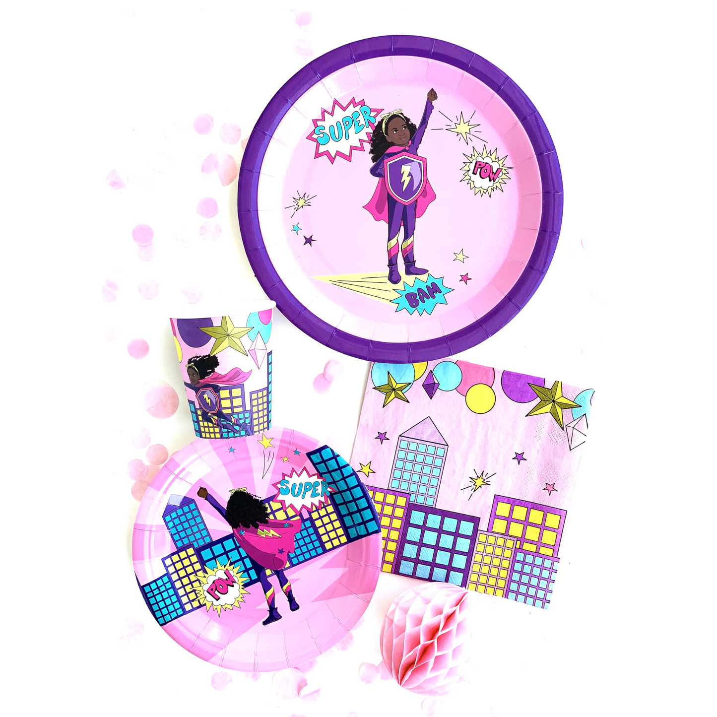 Girl Superhero Paper Cups | Pink