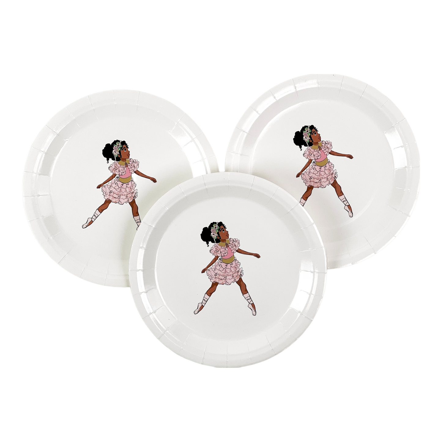 Large Ballerina Paper Plates with Black Ballerina